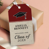 Rustic Red Gefeliciteerd Afstuderen Pet Afstuderen Cadeaulabel