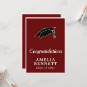 Rustic Red Gefeliciteerd Afstuderen Pet Afstuderen Kaart (Voorkant / Achterkant in situ)