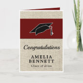 Rustic Red Gefeliciteerd Afstuderen Pet Afstuderen Kaart (Voorkant)