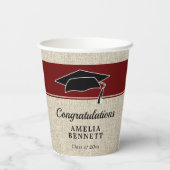 Rustic Red Gefeliciteerd Afstuderen Pet Afstuderen Papieren Bekers (Achterkant)