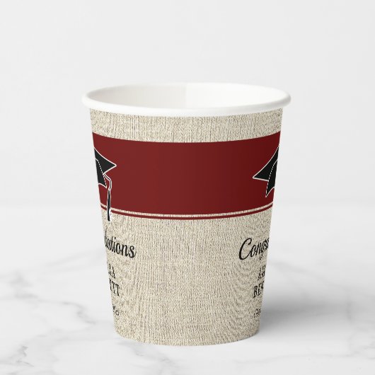 Rustic Red Gefeliciteerd Afstuderen Pet Afstuderen Papieren Bekers (Links)