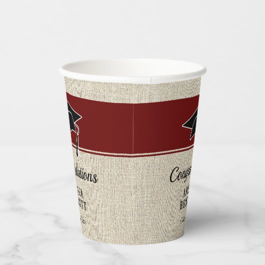 Rustic Red Gefeliciteerd Afstuderen Pet Afstuderen Papieren Bekers (Rechts)