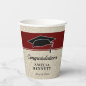 Rustic Red Gefeliciteerd Afstuderen Pet Afstuderen Papieren Bekers (Voorkant)