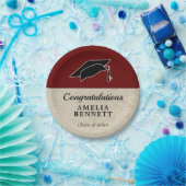 Rustic Red Gefeliciteerd Afstuderen Pet Afstuderen Papieren Bordje (Feest)