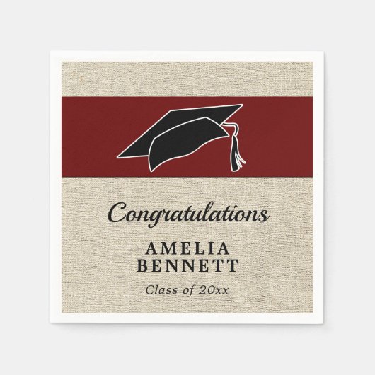 Rustic Red Gefeliciteerd Afstuderen Pet Afstuderen Servet (Voorkant)