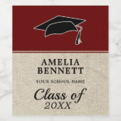 Rustic Red Gefeliciteerd Afstuderen Pet Afstuderen Wijn Etiket (Enkel label)