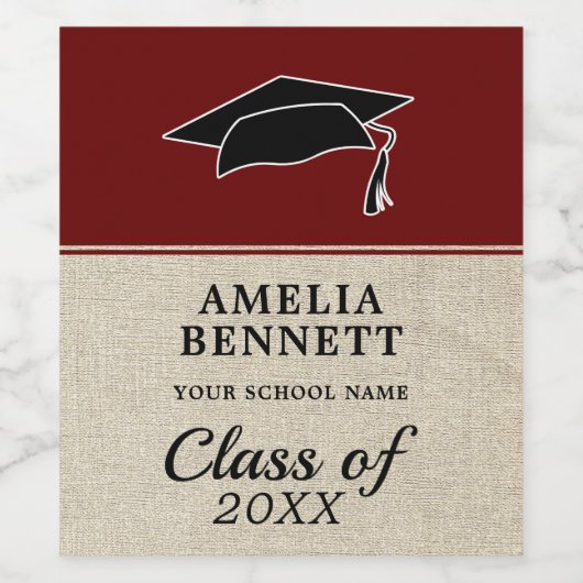 Rustic Red Gefeliciteerd Afstuderen Pet Afstuderen Wijn Etiket (Enkel label)