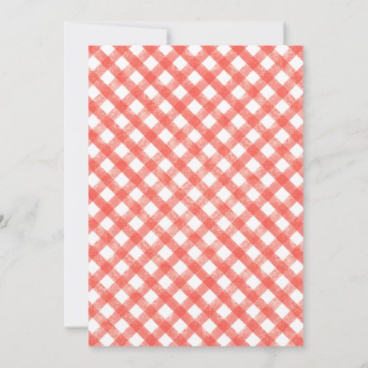 Rustic Red Gingham BBQ Picnic Monogram Kaart (Achterkant)