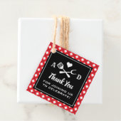 Rustic Red Gingham BBQ Wedding Bedankt Bedankjes Labels (In situ)