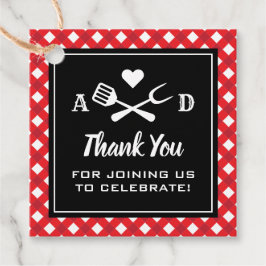 Rustic Red Gingham BBQ Wedding Bedankt Bedankjes Labels