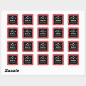 Rustic Red Gingham BBQ Wedding Bedankt Vierkante Sticker (Vel)
