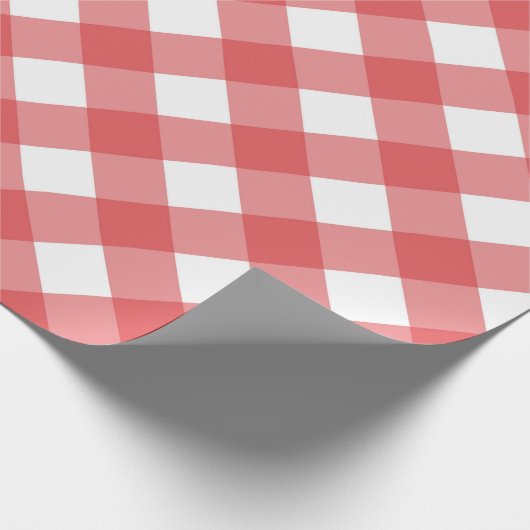 Rustic Red Gingham Checkered Pattern Cadeaupapier (Hoek)
