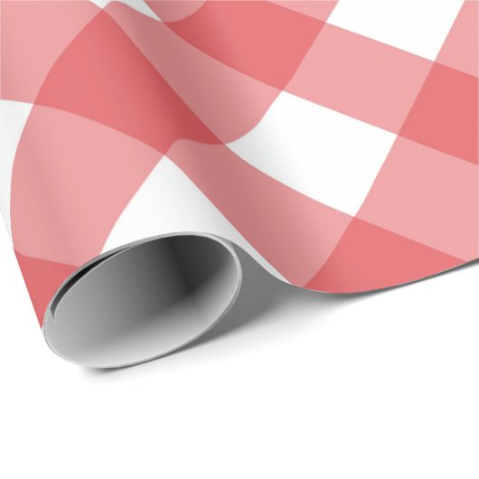 Rustic Red Gingham Checkered Pattern Cadeaupapier (Rol Hoek)