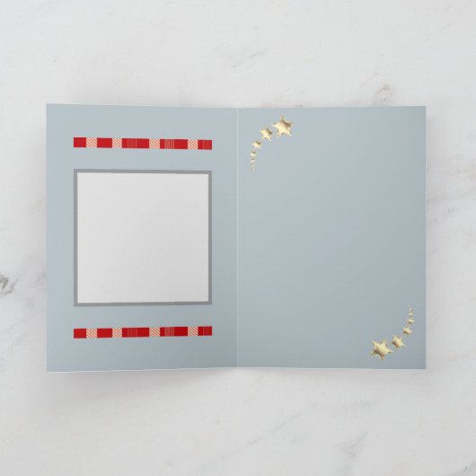 Rustic Red Gingham Christmas Card with Festive Bow Kaart (Binnen)