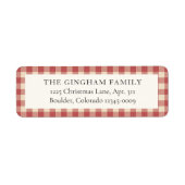 Rustic Red Gingham Christmas Return Adres Etiket (Voorkant)
