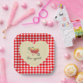 Rustic Red Gingham Country Baby shower Papieren Bordje (Feest)