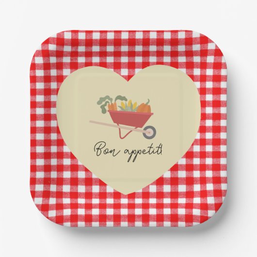 Rustic Red Gingham Country Baby shower Papieren Bordje (Voorkant)