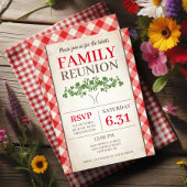Rustic Red Gingham Familie Reünie Uitnodigingen