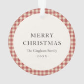 Rustic Red Gingham Foto Moderne Kerstmis Ornament (achterkant)