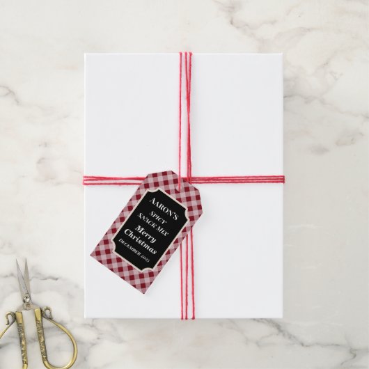 Rustic Red Gingham Gift Labels Cadeaulabel (Met Touw)