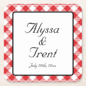 Rustic Red Gingham I DO BBQ Wedding Kartonnen Onderzetters (Voorkant)