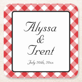 Rustic Red Gingham I DO BBQ Wedding Kartonnen Onderzetters