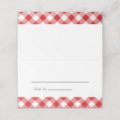 Rustic Red Gingham Ik doe BBQ bruiloft Plaatskaartje (Buitenkant ongevouwen)