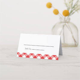 Rustic Red Gingham Ik doe BBQ bruiloft Plaatskaartje