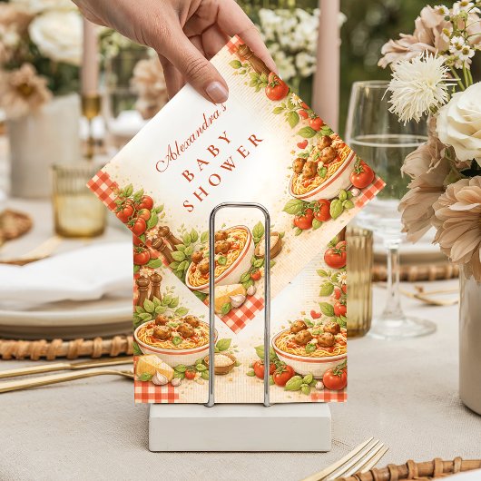 Rustic Red Gingham Little Meatball Baby Shower Servet