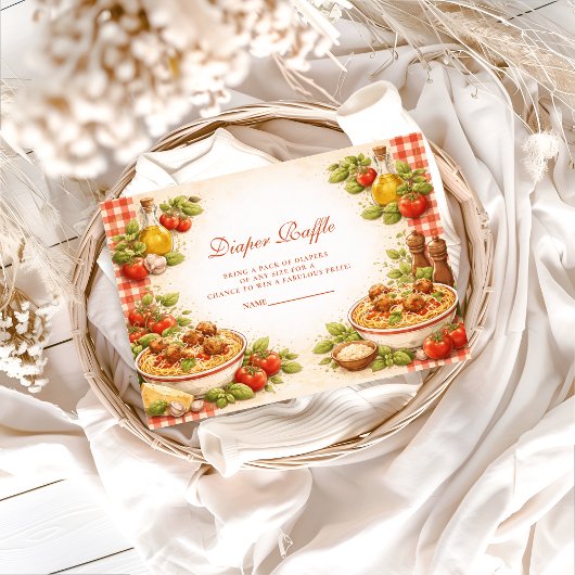 Rustic Red Gingham Little Meatball Diapper Raffle Informatiekaartje