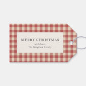 Rustic Red Gingham Modern Kerstmis Cadeaulabel (Voorkant (Horizontaal))
