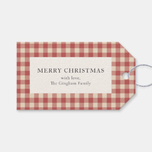 Rustic Red Gingham Modern Kerstmis Cadeaulabel