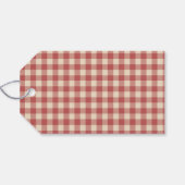 Rustic Red Gingham Modern Kerstmis Cadeaulabel (Achterkant Horizontaal)