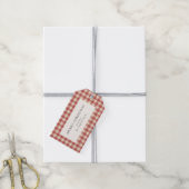 Rustic Red Gingham Modern Kerstmis Cadeaulabel (Met Touw)