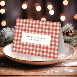 Rustic Red Gingham Modern Kerstmis Feestdagen Kaart