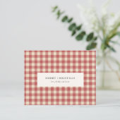 Rustic Red Gingham Modern Kerstmis Feestdagenkaart (Staand voorkant)