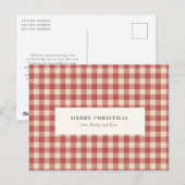 Rustic Red Gingham Modern Kerstmis Feestdagenkaart (Voorkant / Achterkant)