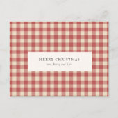 Rustic Red Gingham Modern Kerstmis Feestdagenkaart (Voorkant)