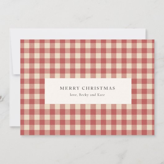 Rustic Red Gingham Modern Kerstmis Feestdagenkaart (Voorkant)