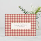 Rustic Red Gingham Modern Kerstmis Feestdagenkaart (Staand voorkant)