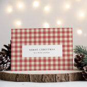 Rustic Red Gingham Modern Kerstmis Feestdagenkaart