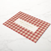 Rustic Red Gingham Modern Kerstmis Folie Feestdagenkaart (Gedraaid)