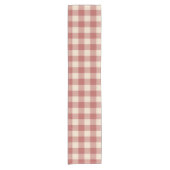 Rustic Red Gingham Modern Kerstmis Korte Tafelloper (Voorkant)
