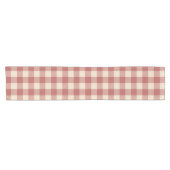 Rustic Red Gingham Modern Kerstmis Korte Tafelloper (Horizontaal)