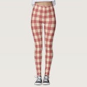 Rustic Red Gingham Modern Kerstmis Leggings (Voorkant)