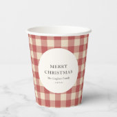Rustic Red Gingham Modern Kerstmis Papieren Bekers (Achterkant)