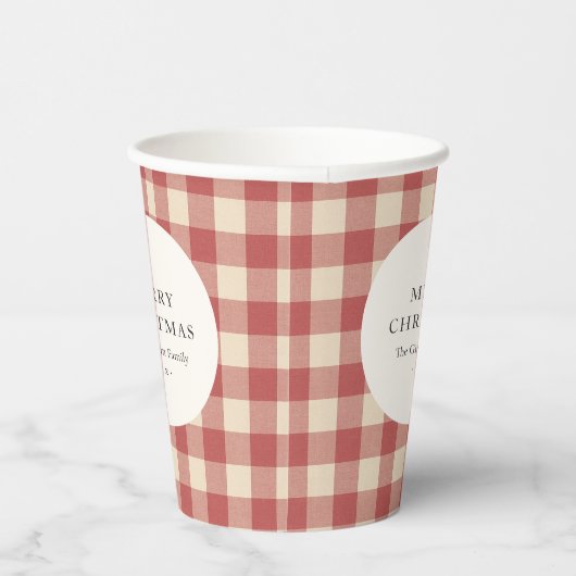 Rustic Red Gingham Modern Kerstmis Papieren Bekers (Rechts)