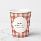Rustic Red Gingham Modern Kerstmis Papieren Bekers (Voorkant)