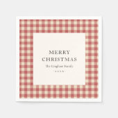 Rustic Red Gingham Modern Kerstmis Servet (Voorkant)