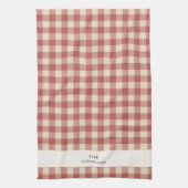 Rustic Red Gingham Modern Kerstmis Theedoek (Verticaal)